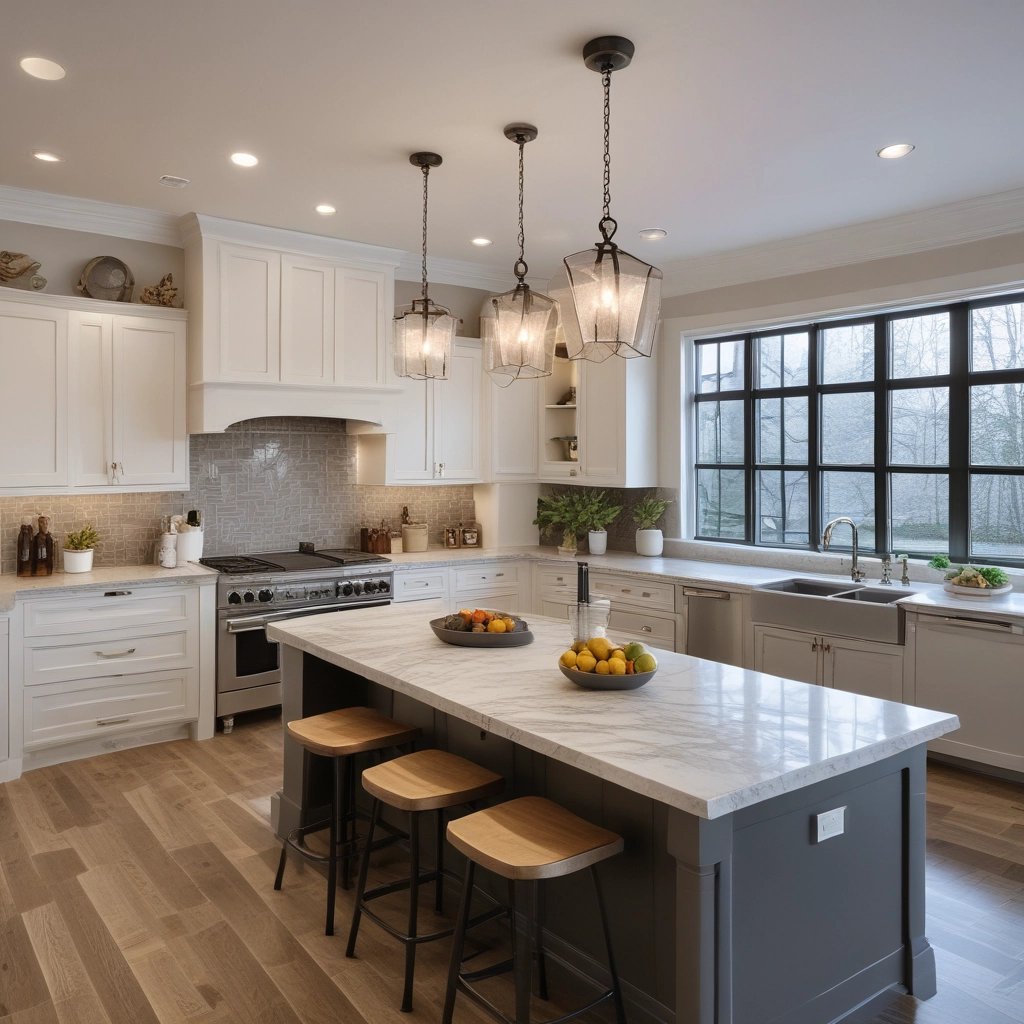 A modern kitchen setup featuring dark wood cabinetry with a glossy finish. The kitchen includes a stainless steel double sink and a gas stove with a steel hood. Under-cabinet lighting highlights the sleek and minimalistic design. Posters and informational sheets are displayed on the wall behind the sink. The flooring is made of light wood with a smooth finish.