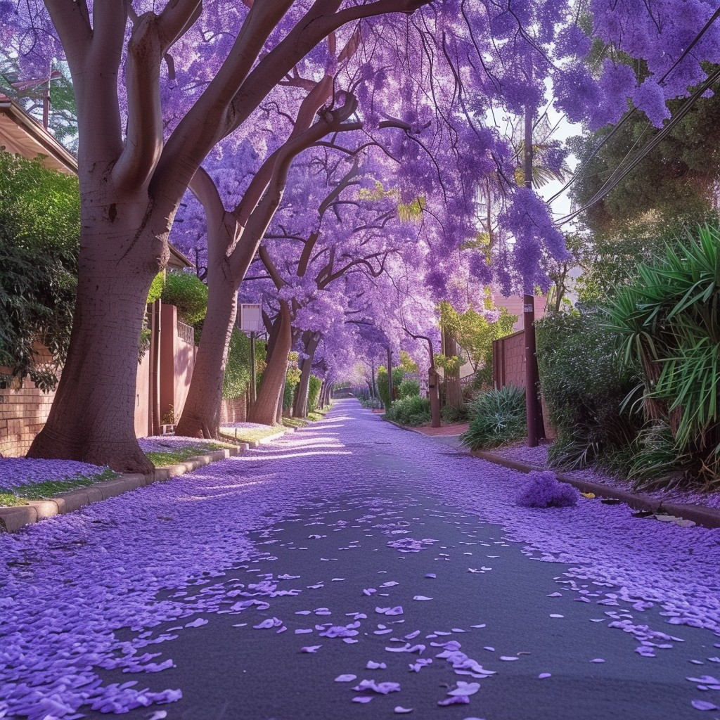 jacaranda tree blooming purple serene tranquil