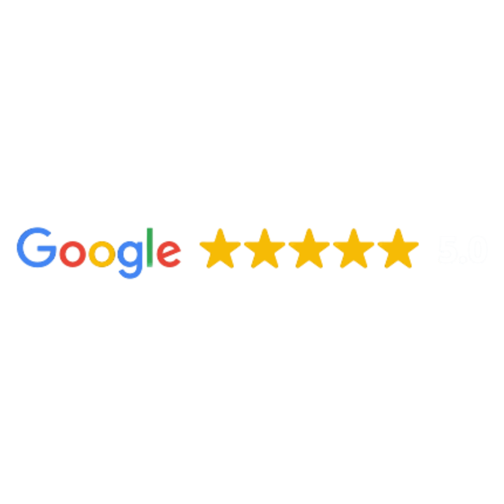 Google graphic displaying 5 full stars, representing Gili Scuba Diving's outstanding reviews and high customer satisfaction i