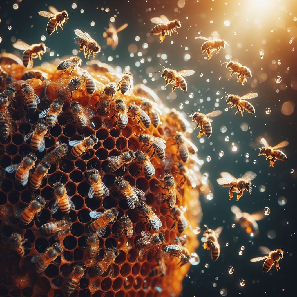 essaim abeille sur cadre