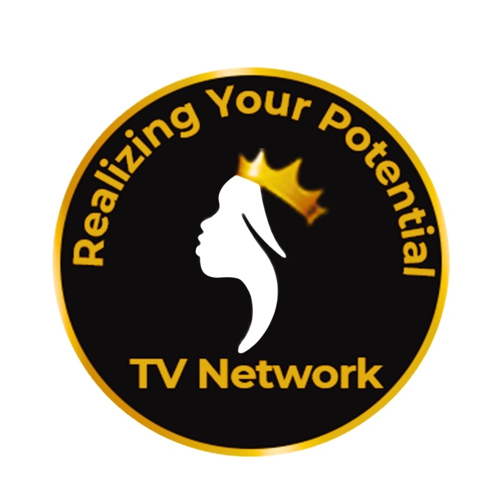 Realizing Your Potential TV Network logo featuring a crowned woman's silhouette in a gold and black circle.
