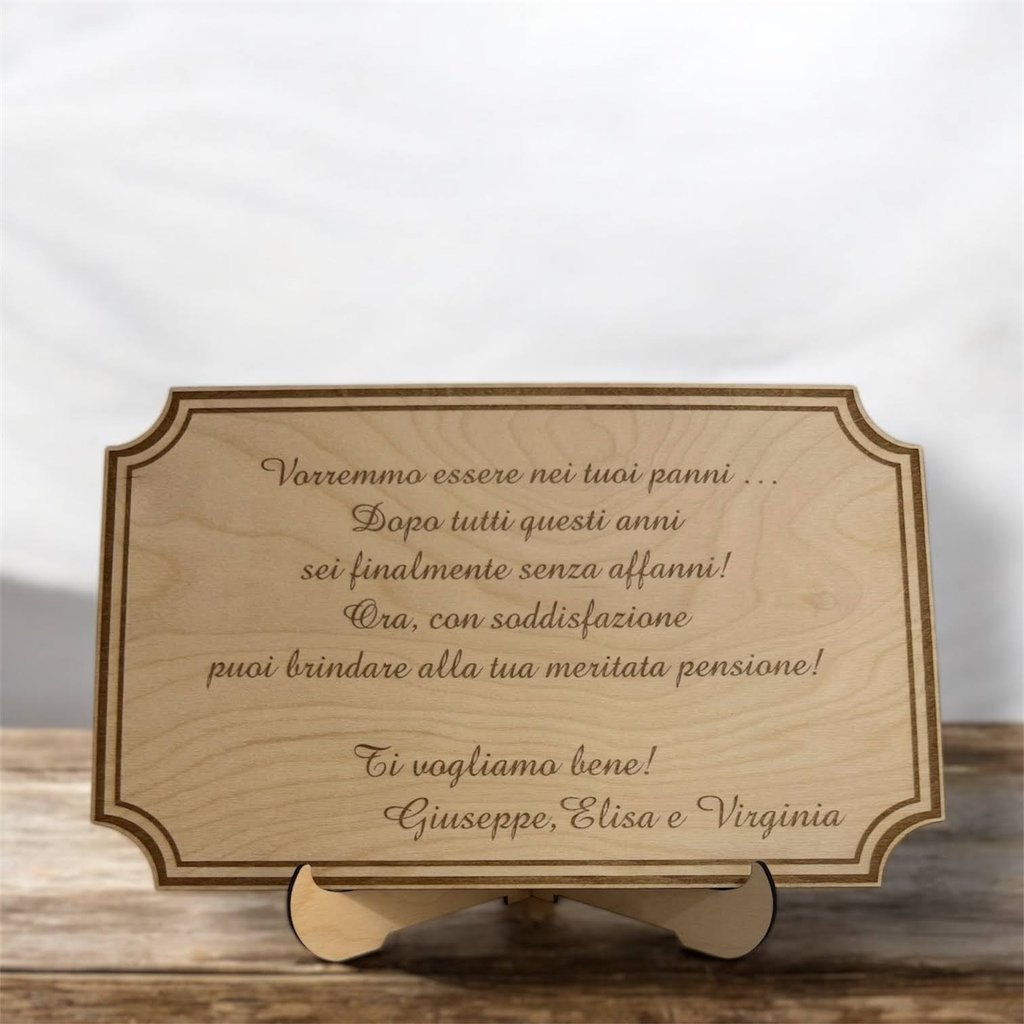 Targa commemorativa in legno personalizzata