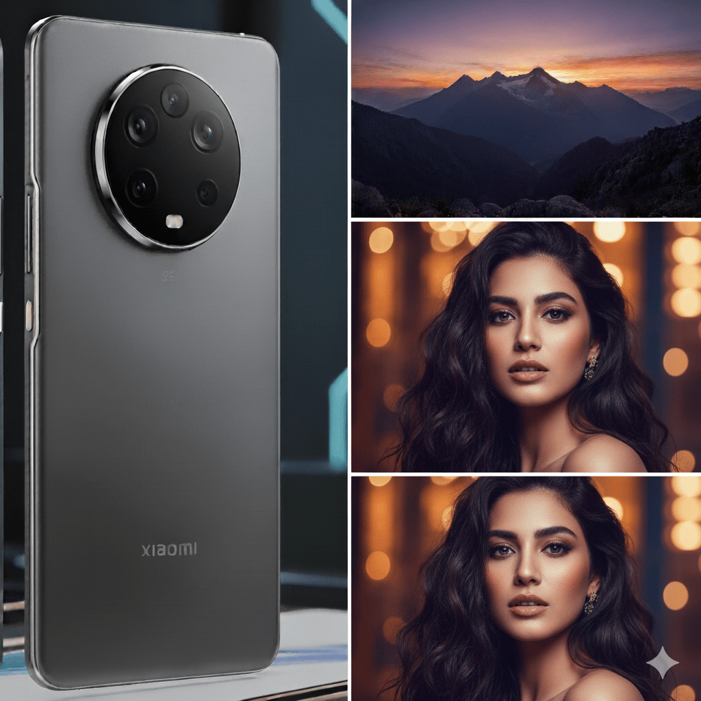 uma mulher com uma câmera e um telefone