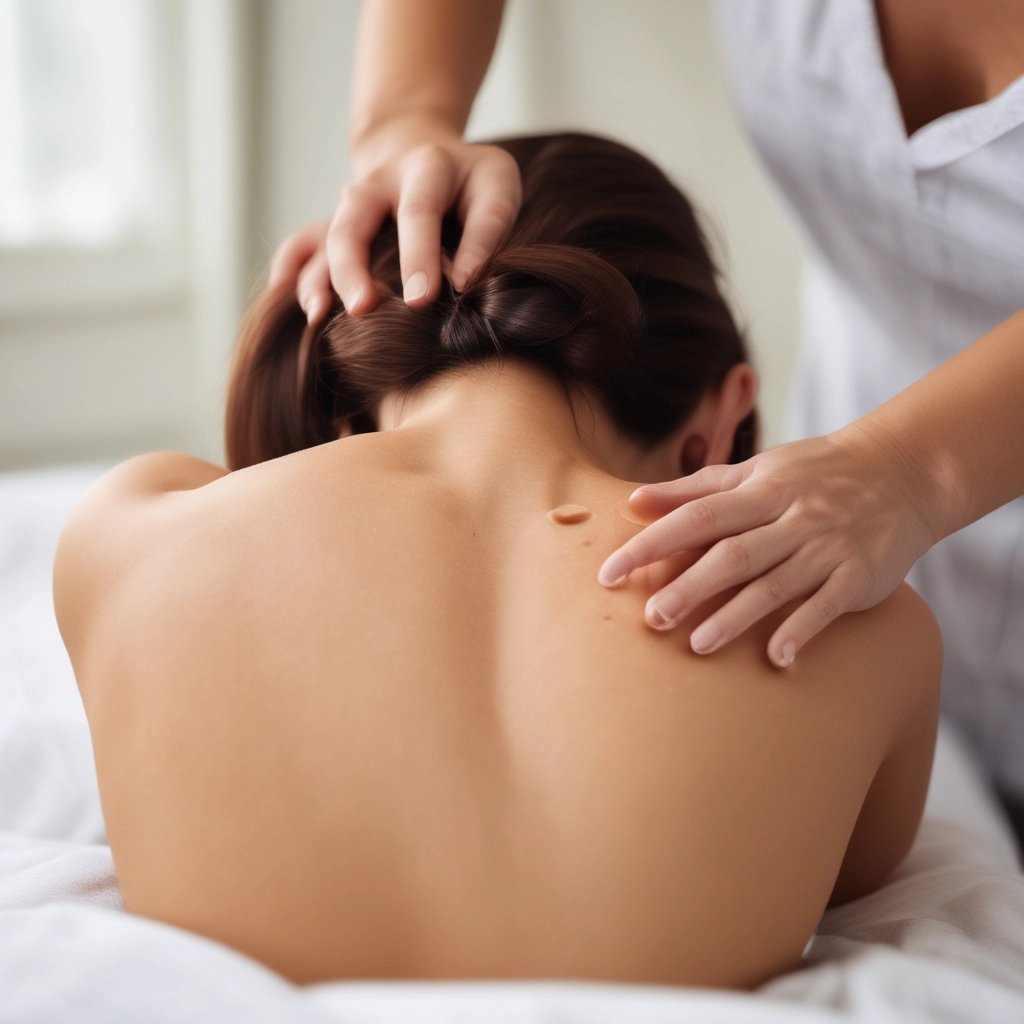 a woman getting a massage at a massager