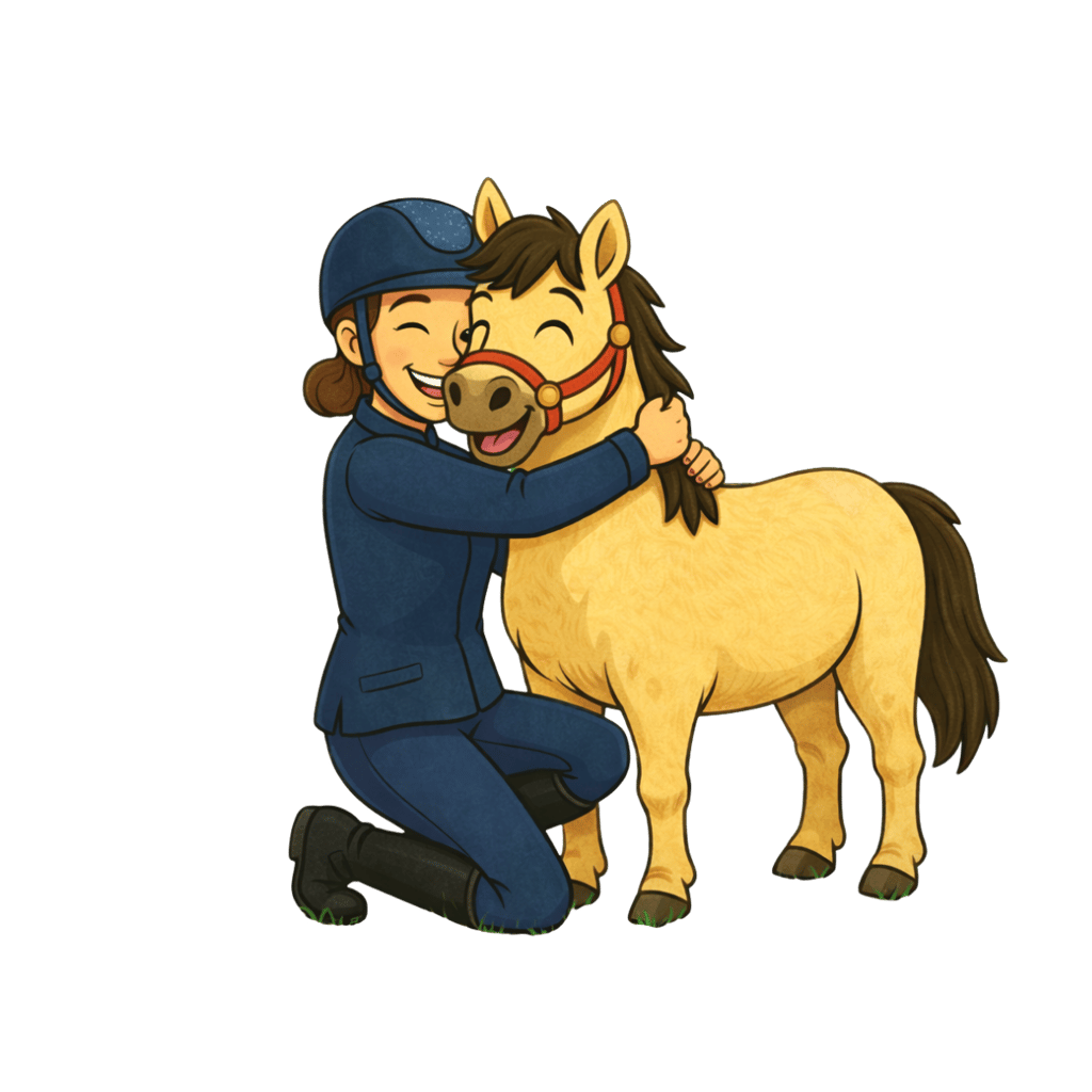 Cartoon Illustration Ponytante umarmt Pony Pancake