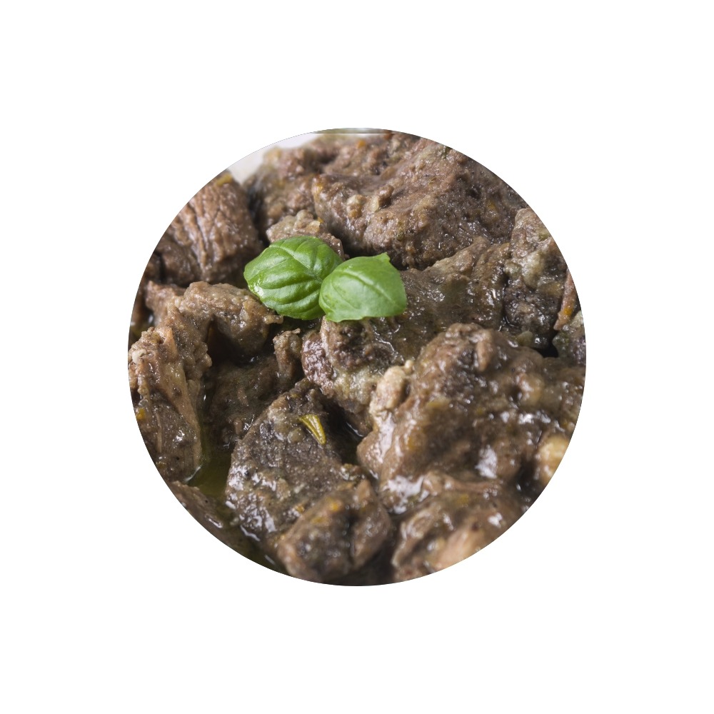 Spicy talawa gosht with fried meat pieces coated in red masala