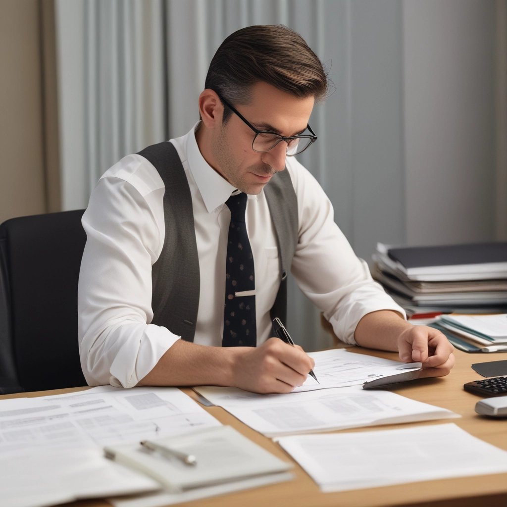 man at desk doing paperwork