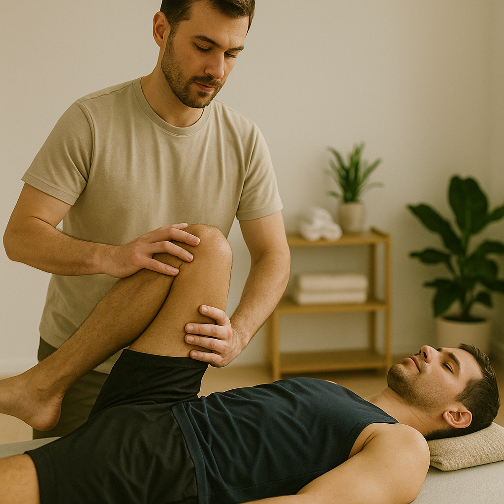 Man receiving treatment to help with injury rehabilitation