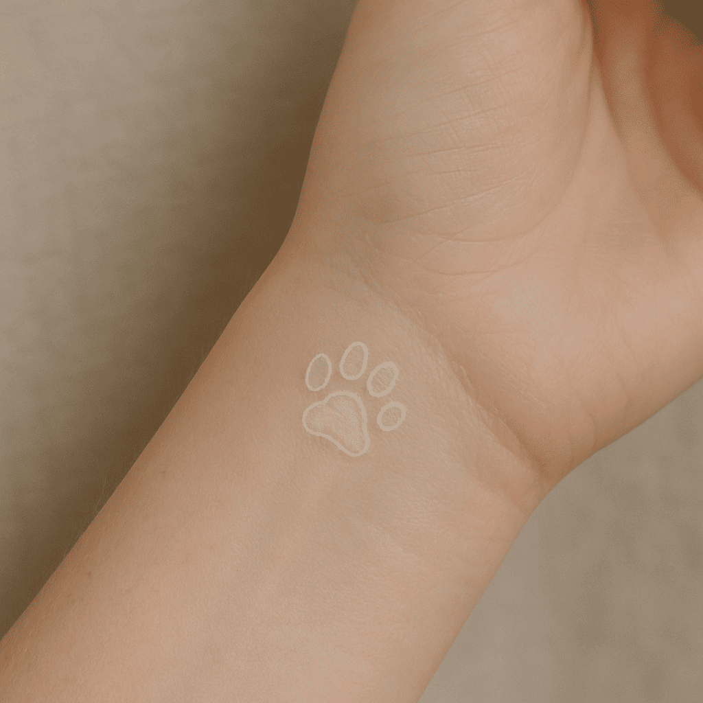 tatuaje con tinta blanca de diseño delicado y minimalista