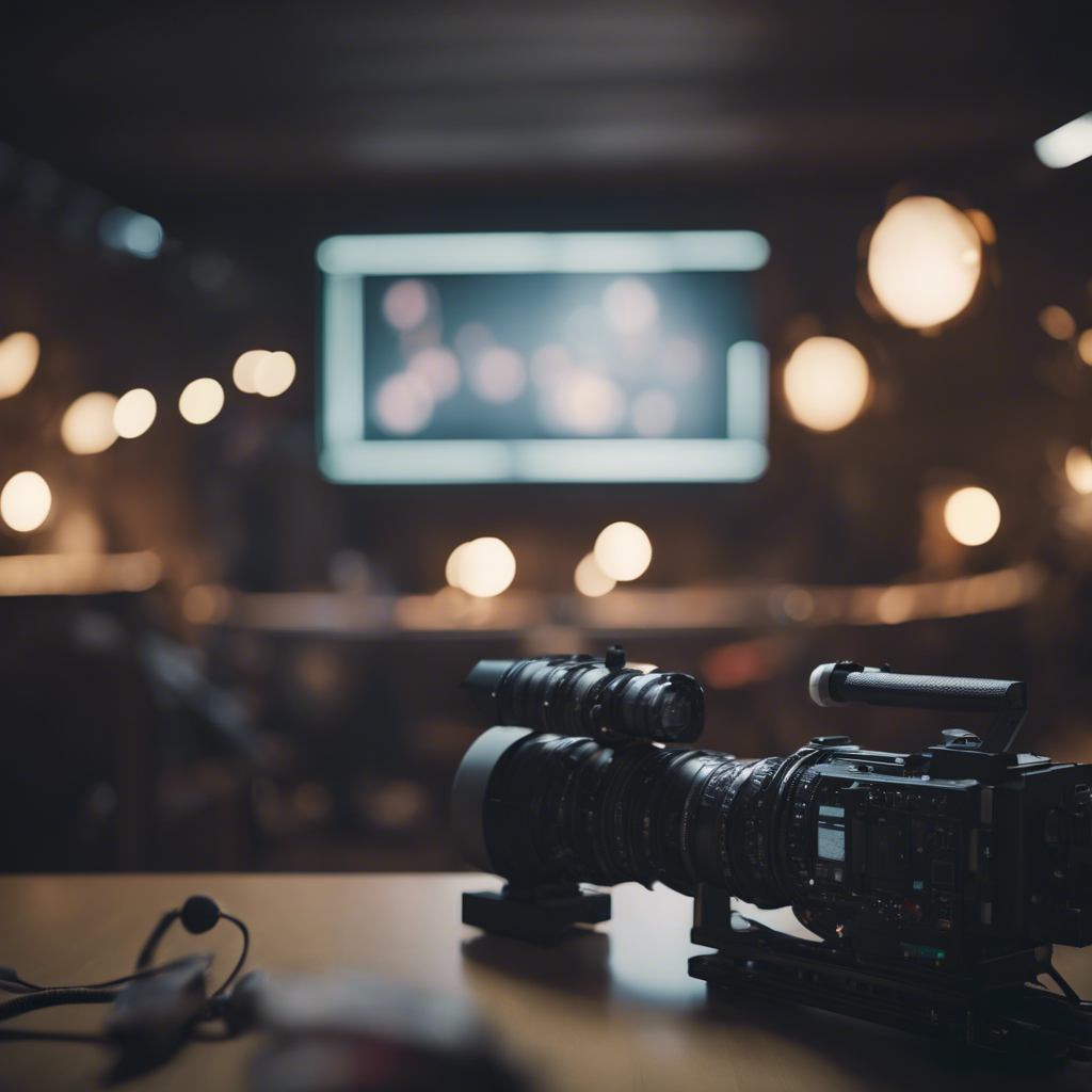 Una habiltacion y una cámara de video profesional encima de una mesa