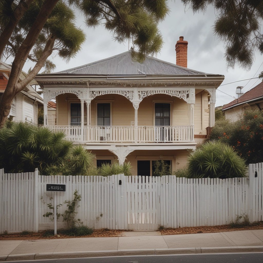 A two-story commercial building with a gray exterior, located beside a street. The storefront is protected with a chain-link fence, behind which various tools and equipment like ladders, bicycles, and lawnmowers are displayed. A person is standing near the entrance. Red signage on the right corner indicates 'Loans' and 'Top Kick.'
