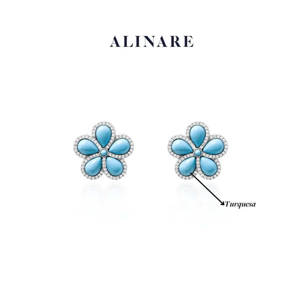 brinco pedra turquesa natural