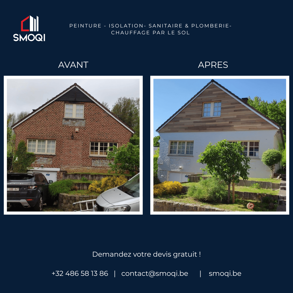 photo avat après une rénovation de façade - peinture sur briques et réalisation. debardage