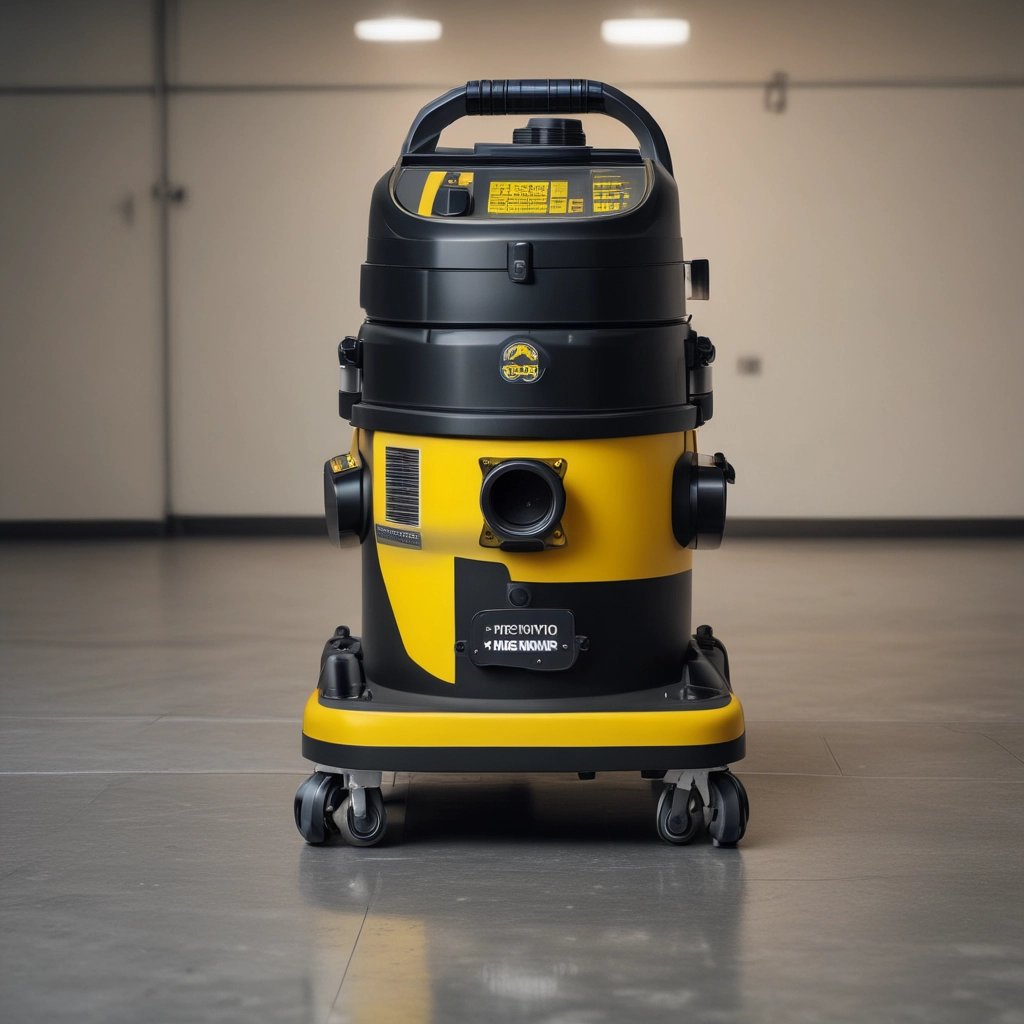 Black and yellow industrial vacuum