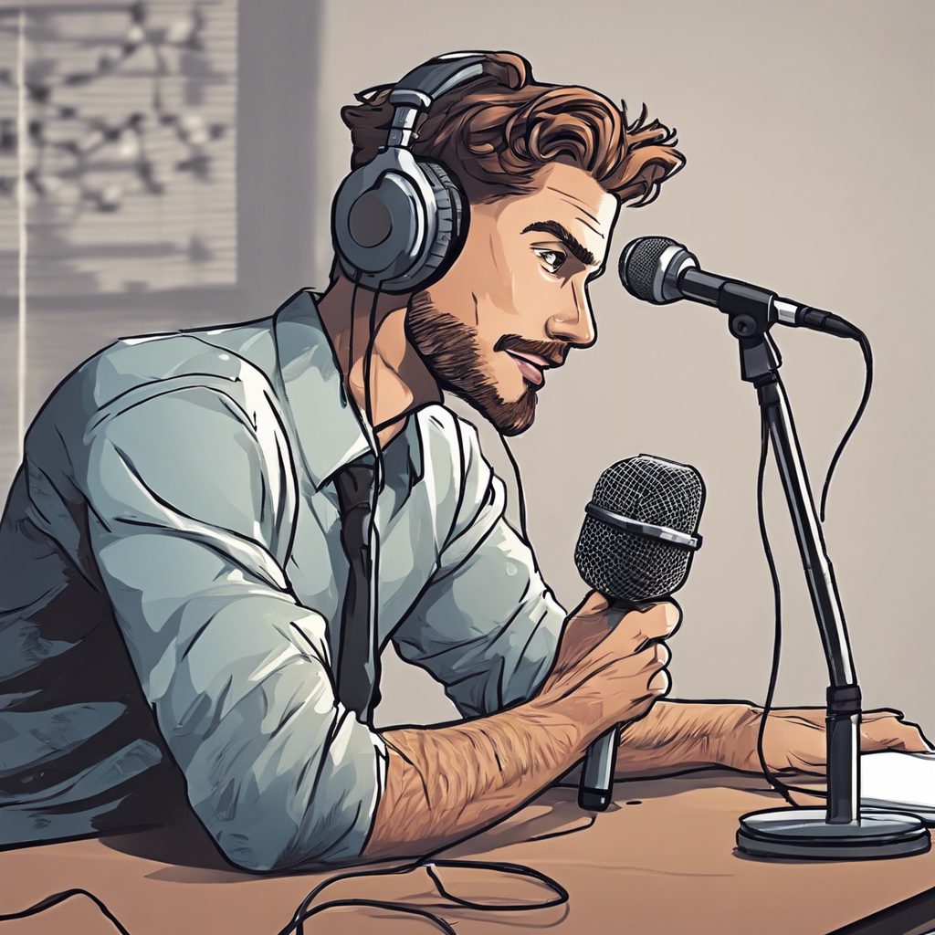 a man in a recording studio with a microphone and headphones