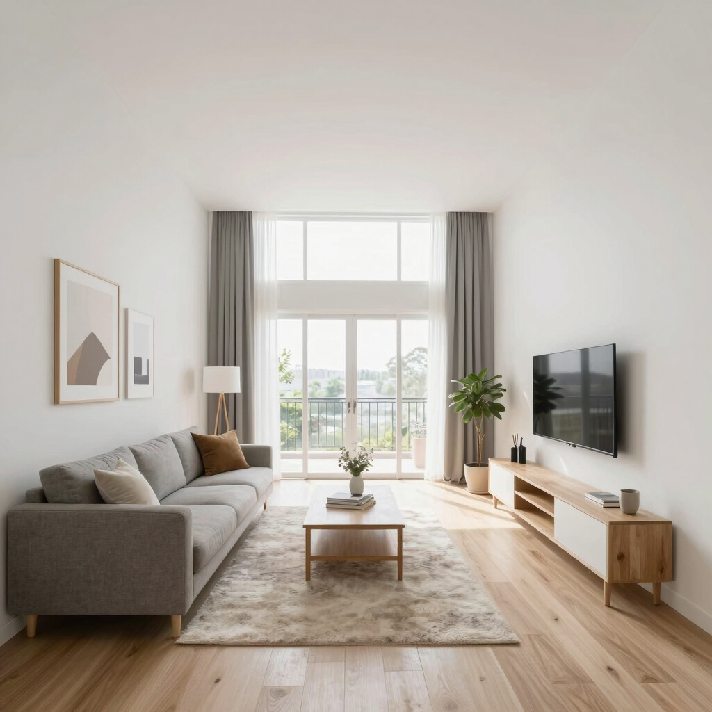 Modern office lobby with interactive 360-degree virtual tour interface displayed on a sleek tablet.