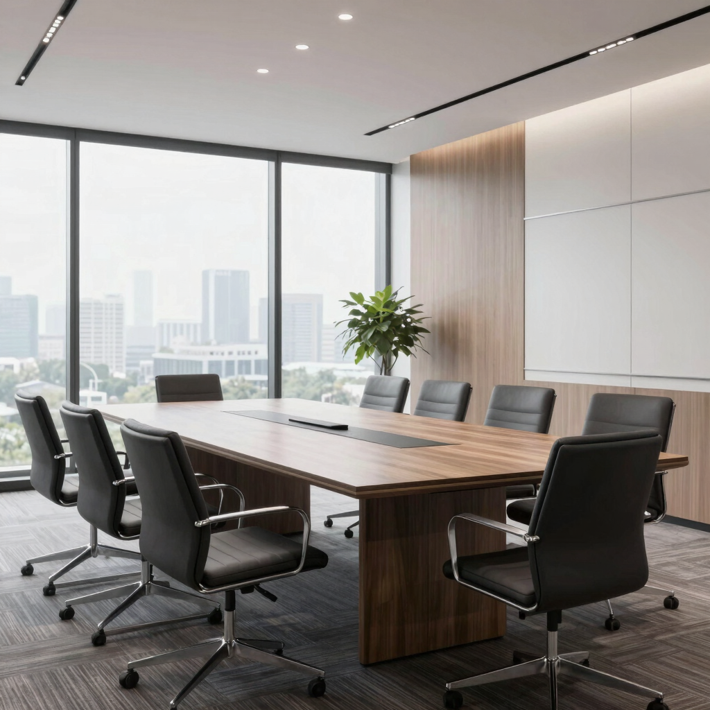 a group of people sitting around a conference table