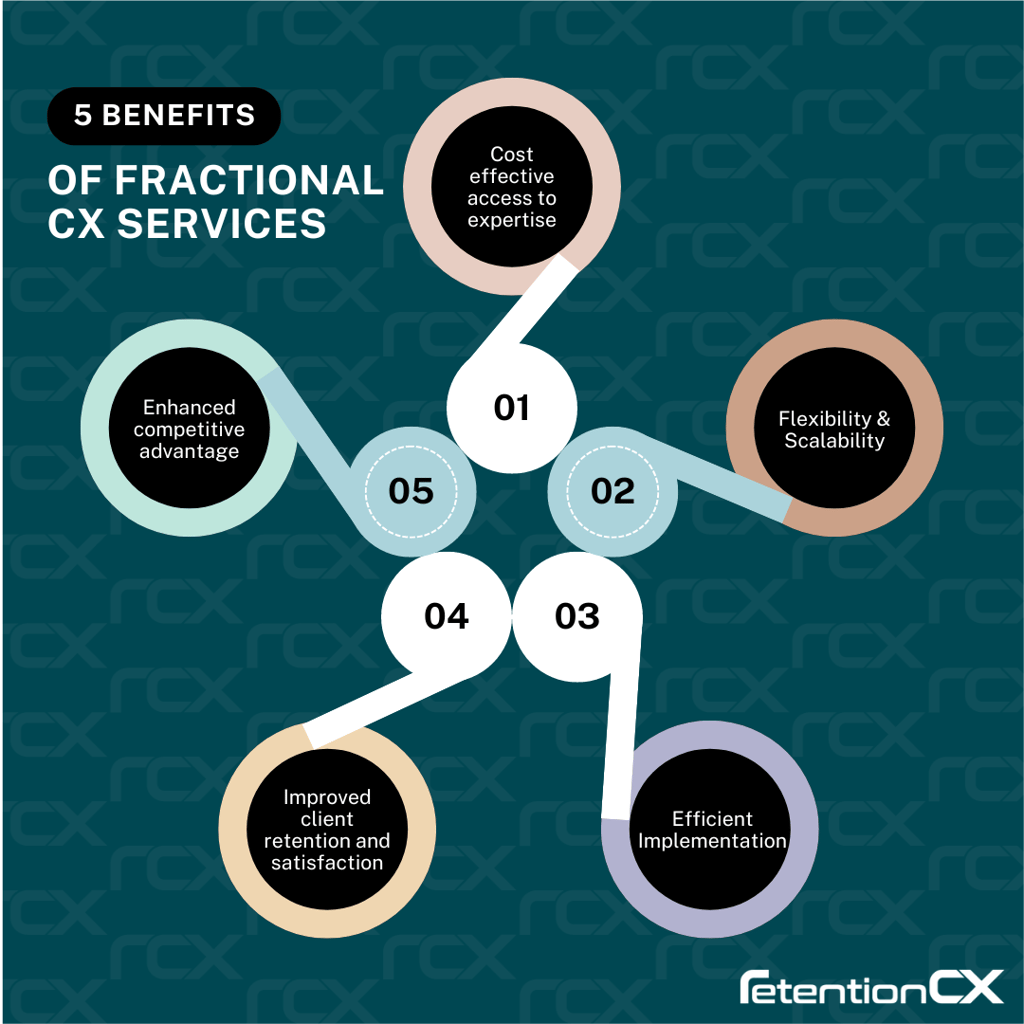 Infographic highlighting the five benefits of working with a CX Consultancy.