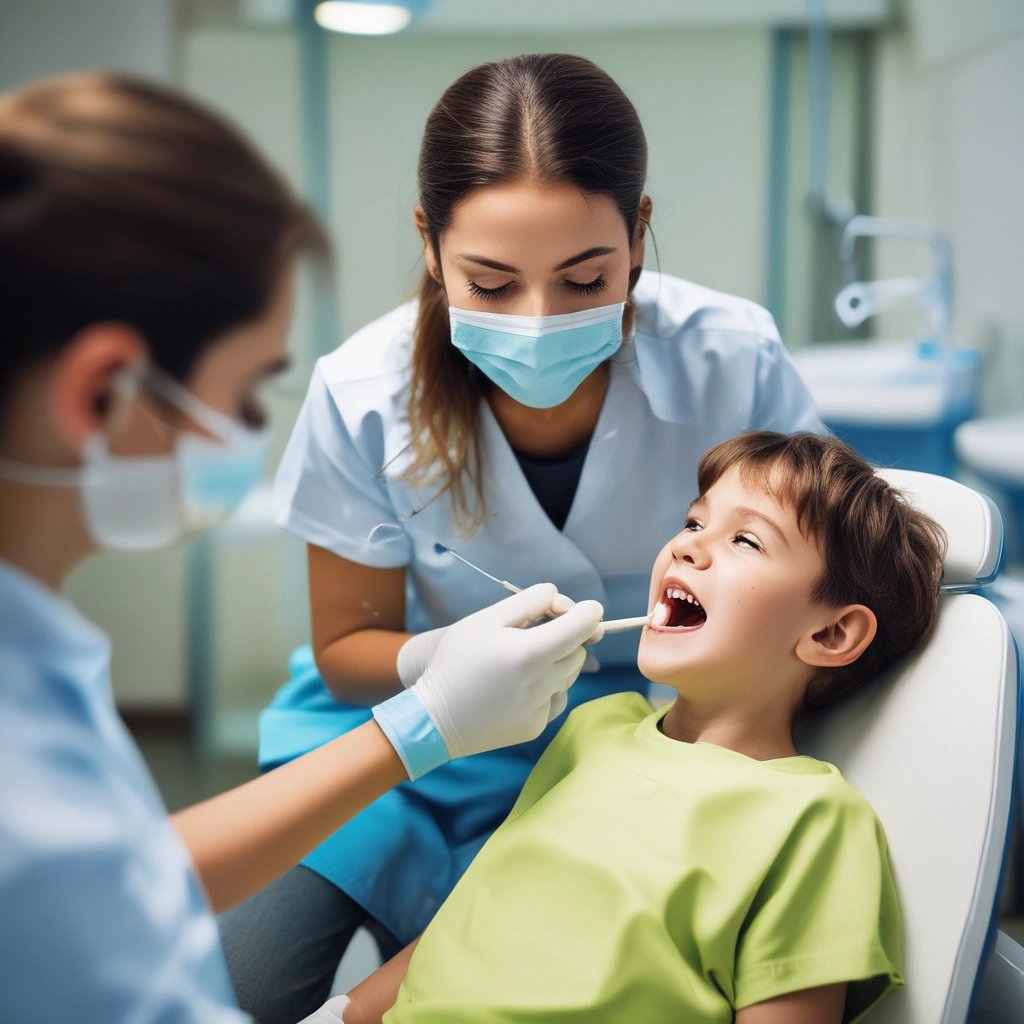 a kid getting dental treatment by pediatric dentist at peoples dental cilnic greater noida