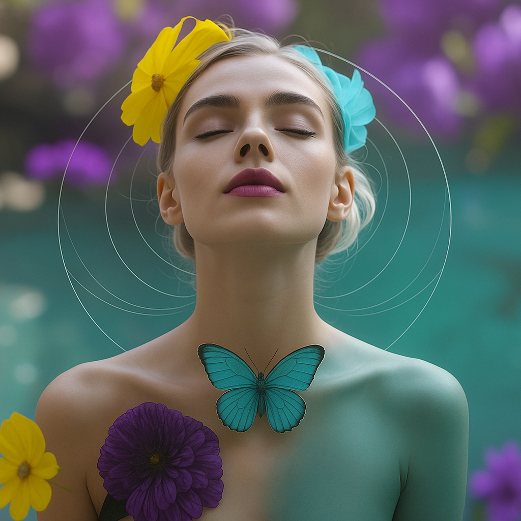 a woman with a butterfly tattoo on her chest