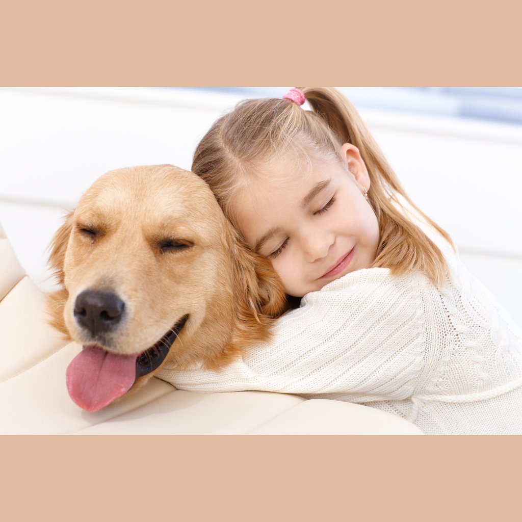 a girl with her golden retriever