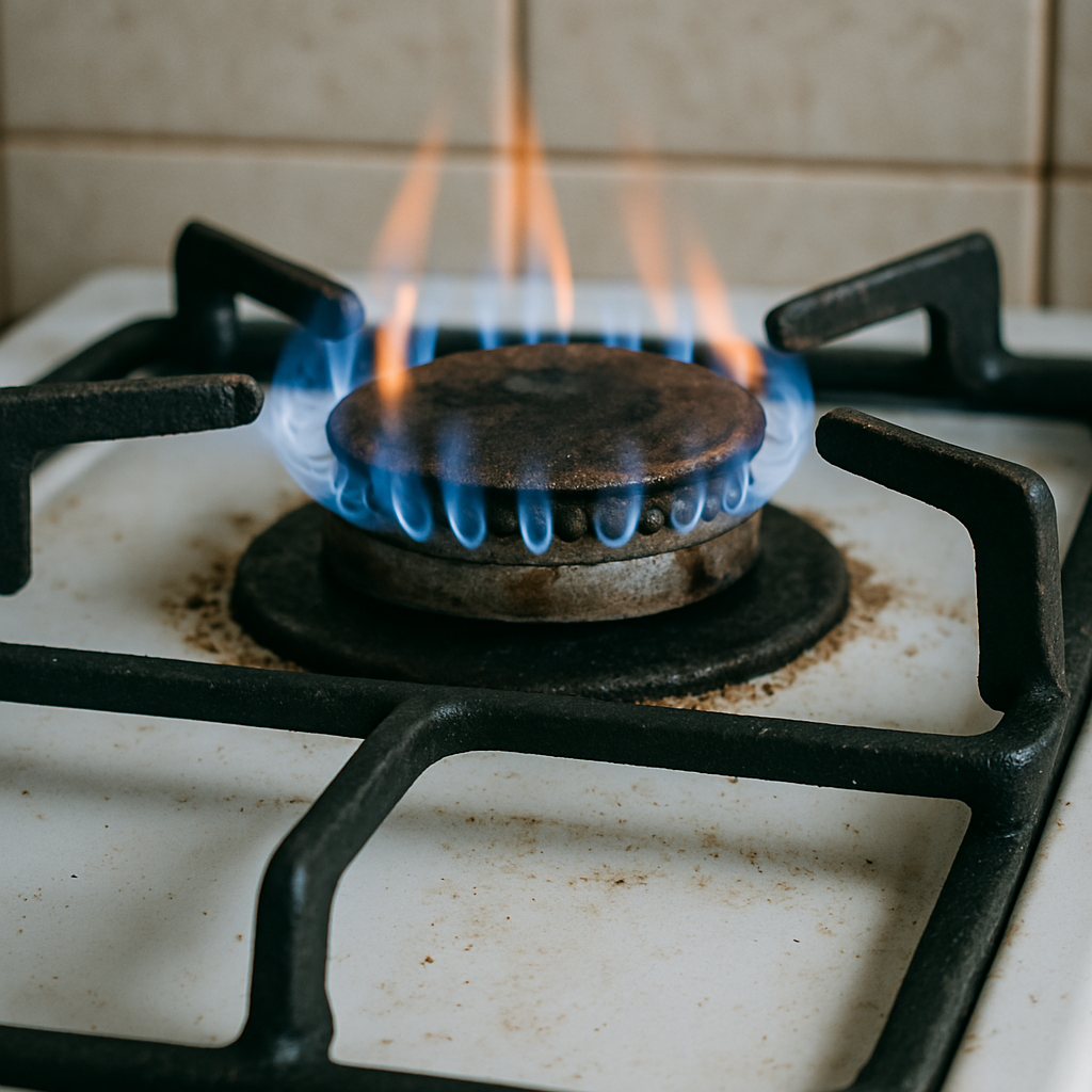 gas burner that needs service 