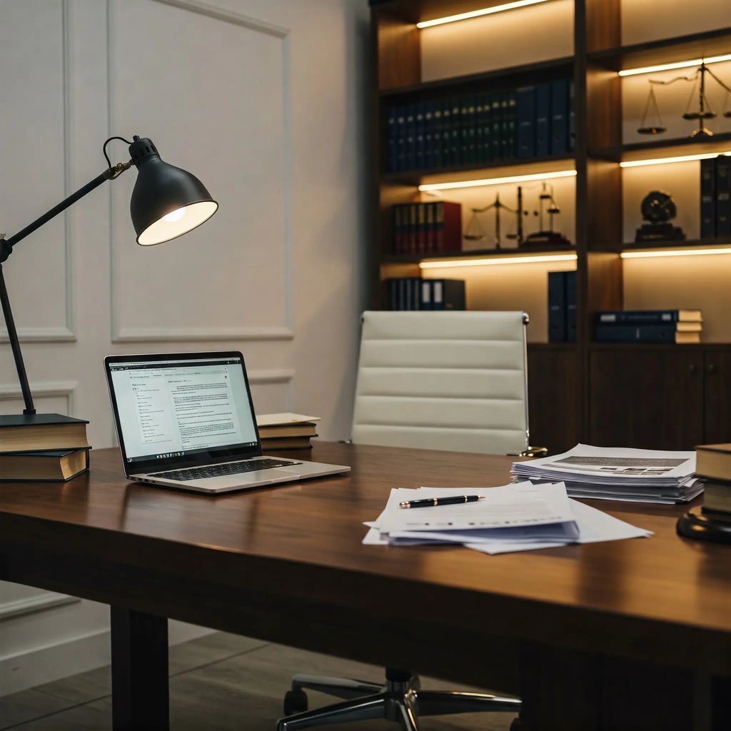 Equipo del Estudio Jurídico OLEA en Morón recibiendo a una clienta en la sala de reuniones