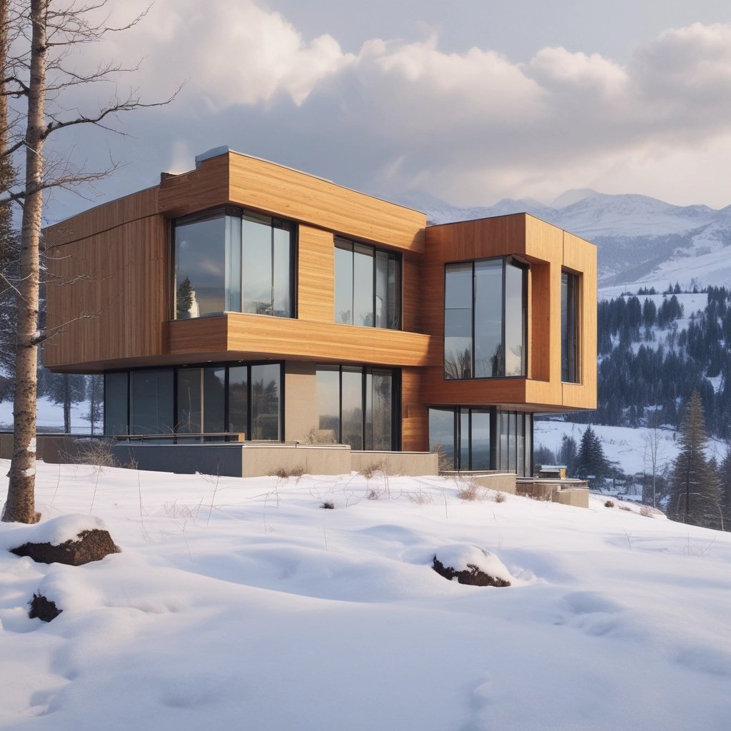 proyecto vivienda unifamiliar de dos plantas de estilo moderno con fachadas de madera laminada