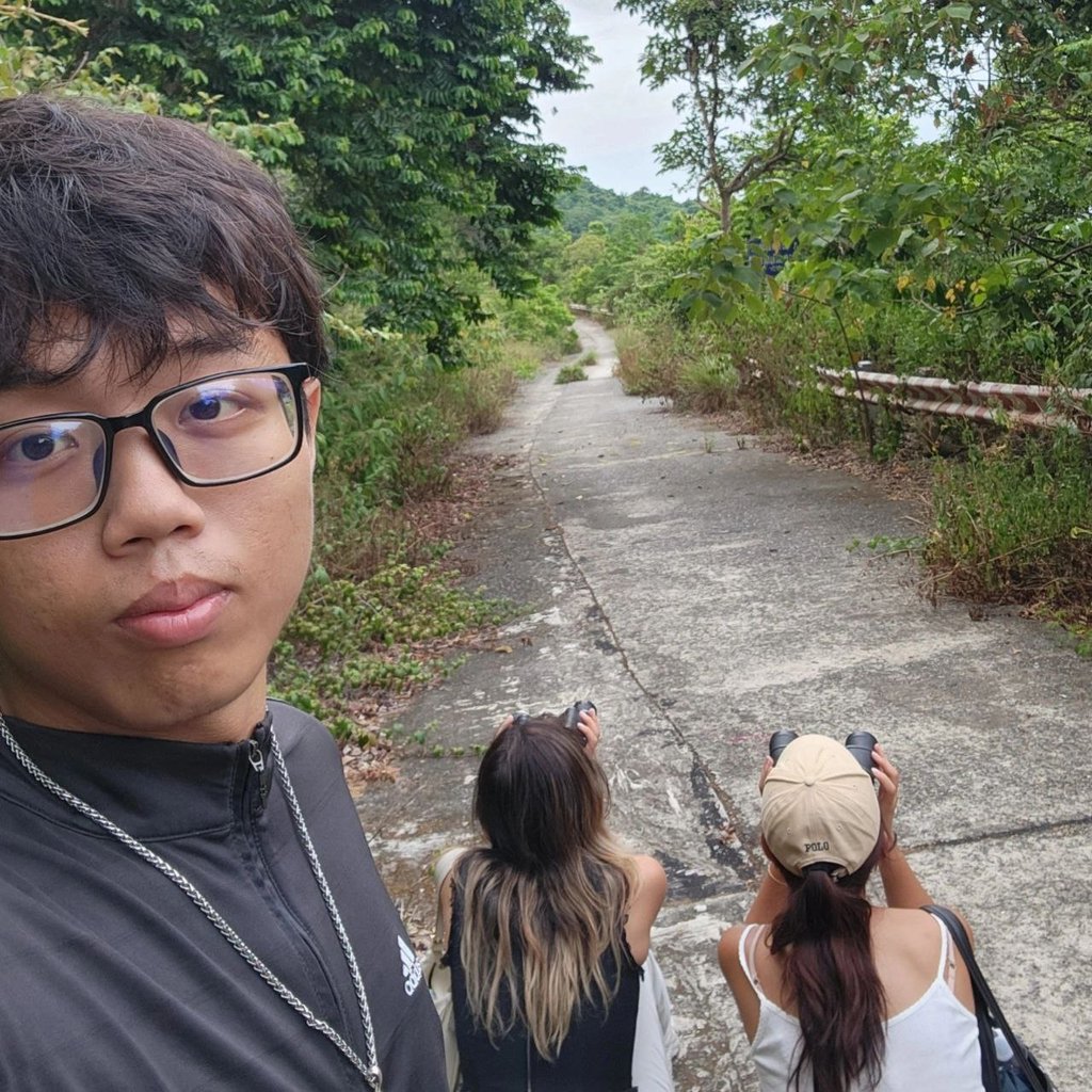Da Nang tour guide and tourists watching langurs on Son Tra mountain.