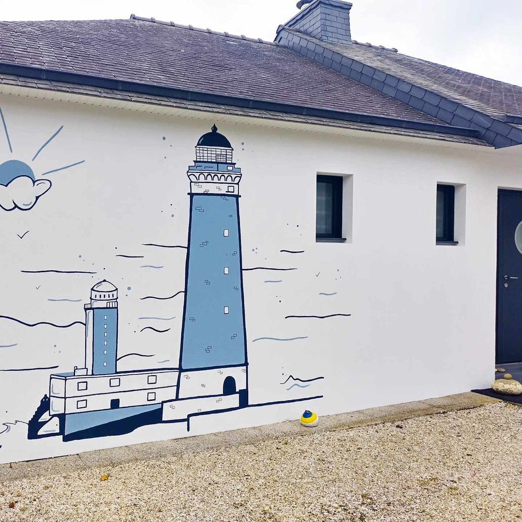 Fresque murale d'un phare breton Eva Girardeau 