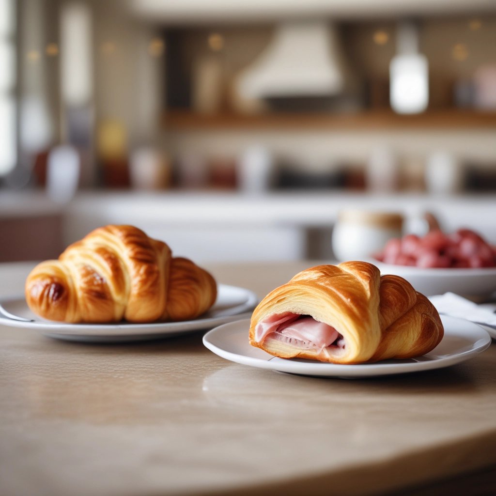 Croissant recheado com queijo e presunto