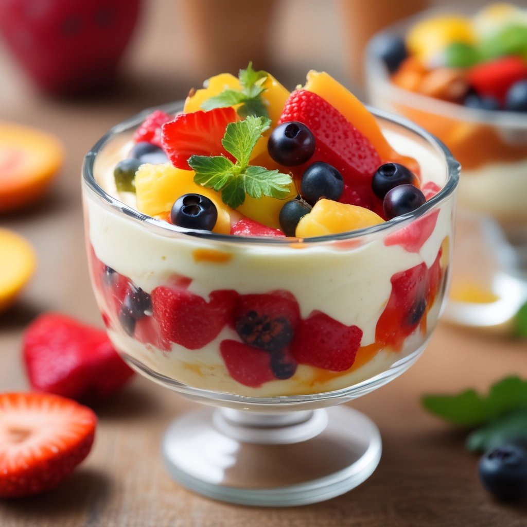 salada de frutas com creme