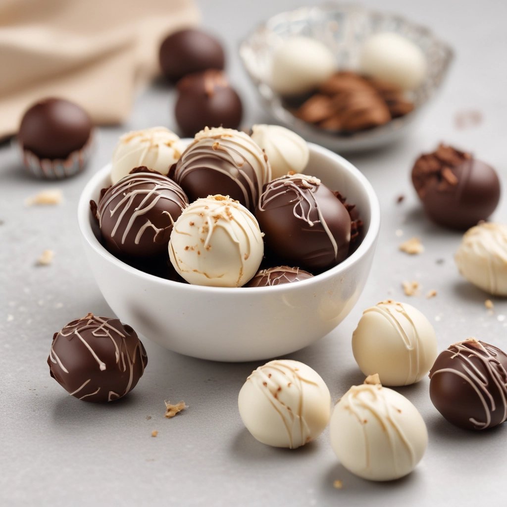 bombons de chocolate e chocolate branco dentro de um potinho