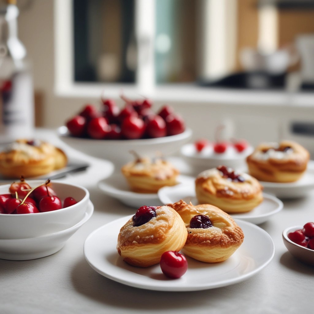 pãozinho com creme e cereja
