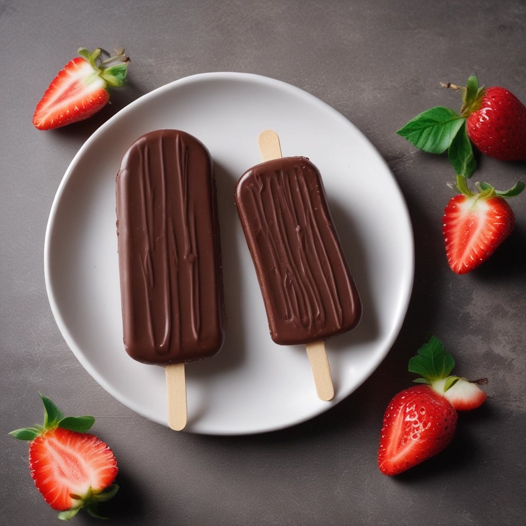 picolés de chocolate em um prato