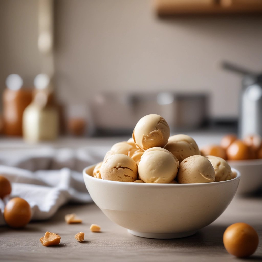 bolas de sorvete de doce de leite