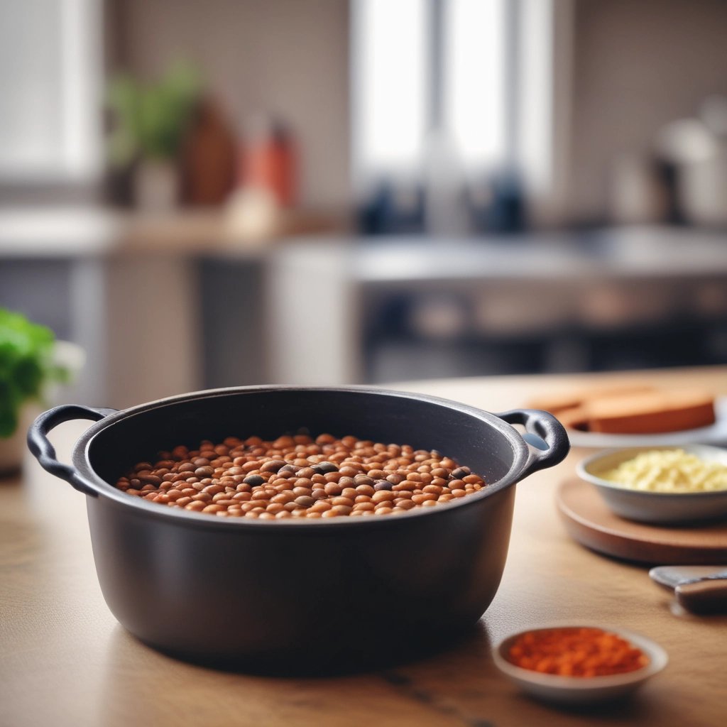 uma panela com lentilha