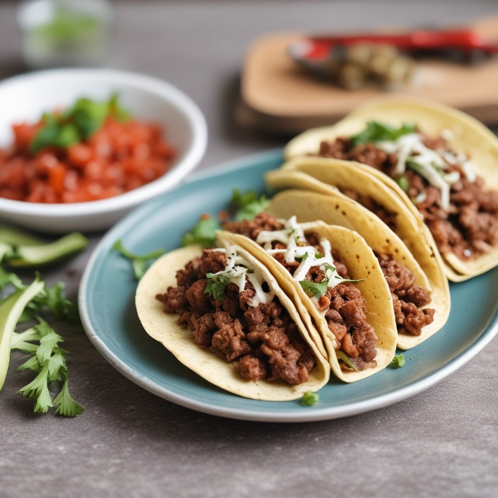 tacos recheados com carne moida