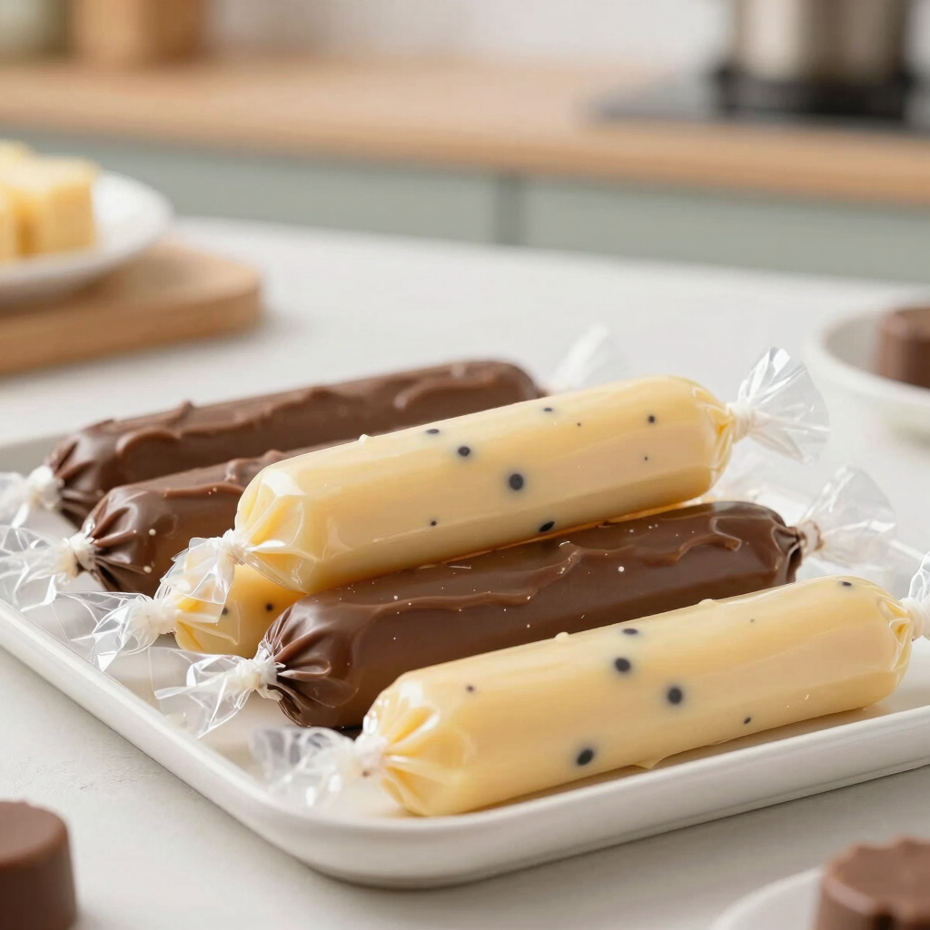 Sacolé geladinho de maracujá com chocolate