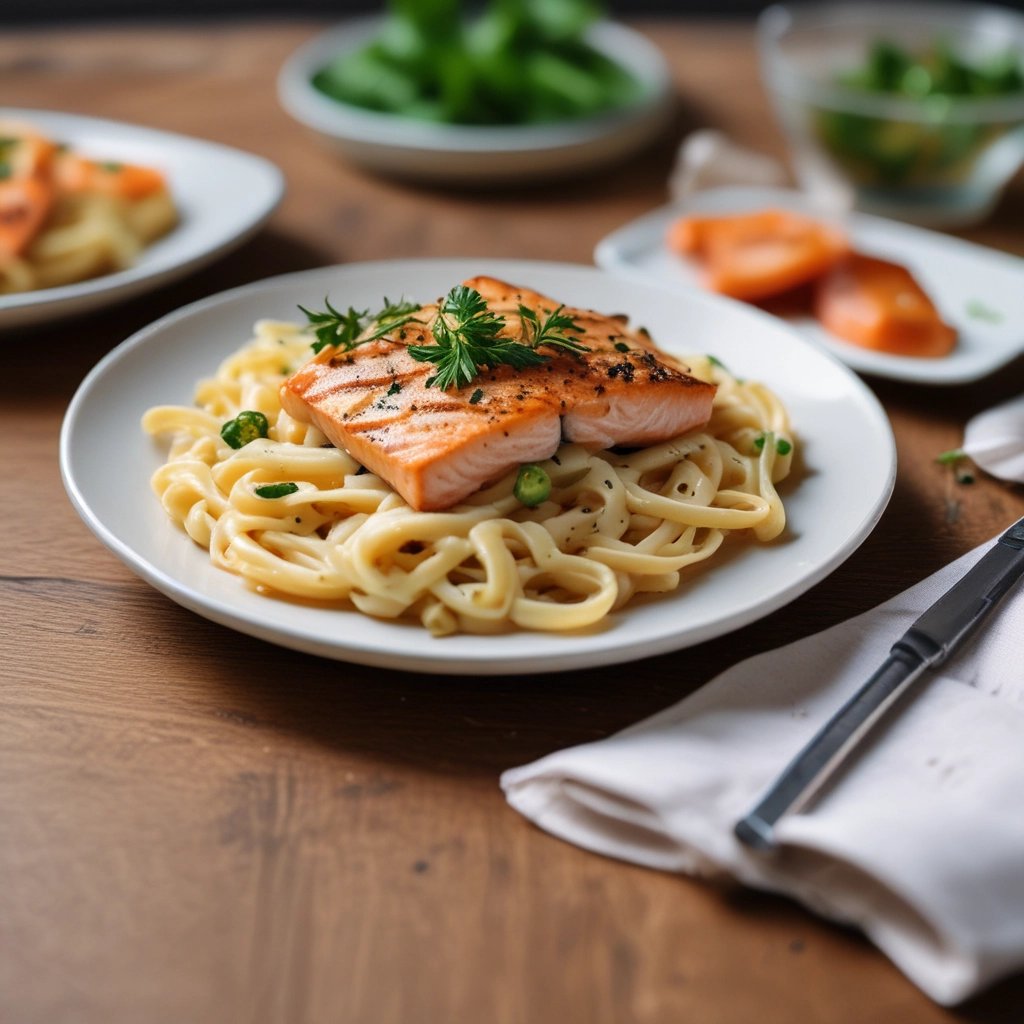 Macarrão ao Molho com Salmão