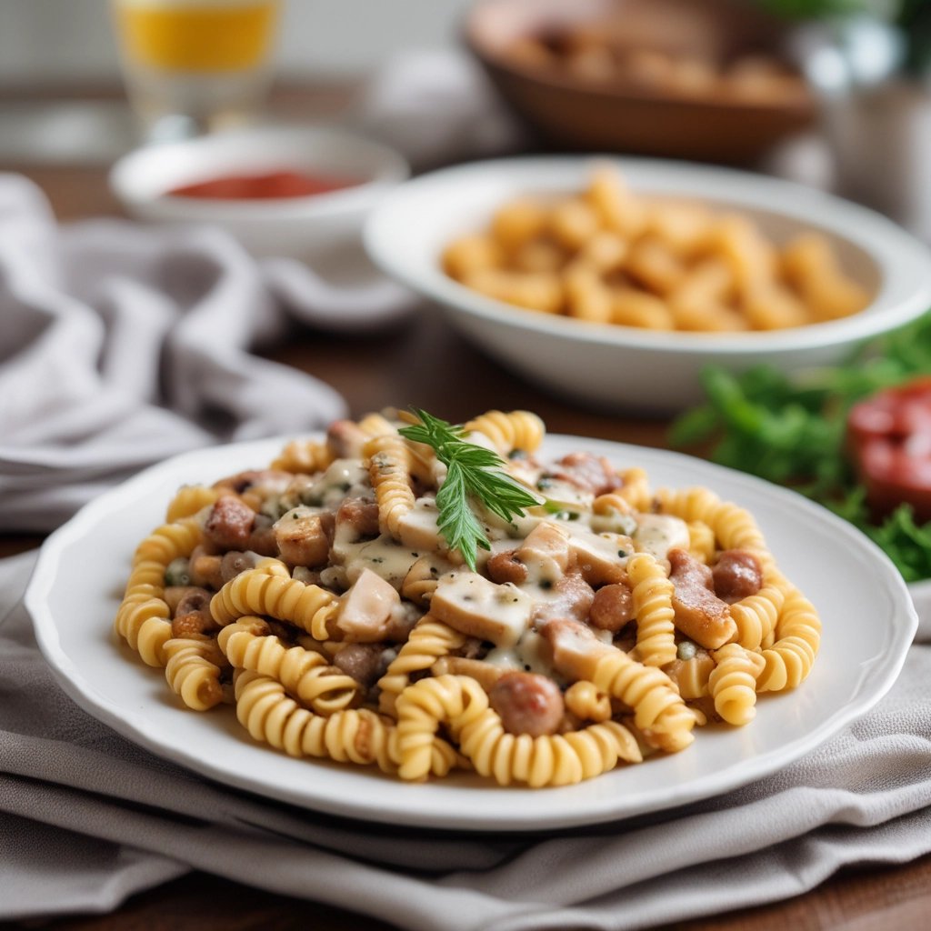 macarrão com calabresa ao molho branco