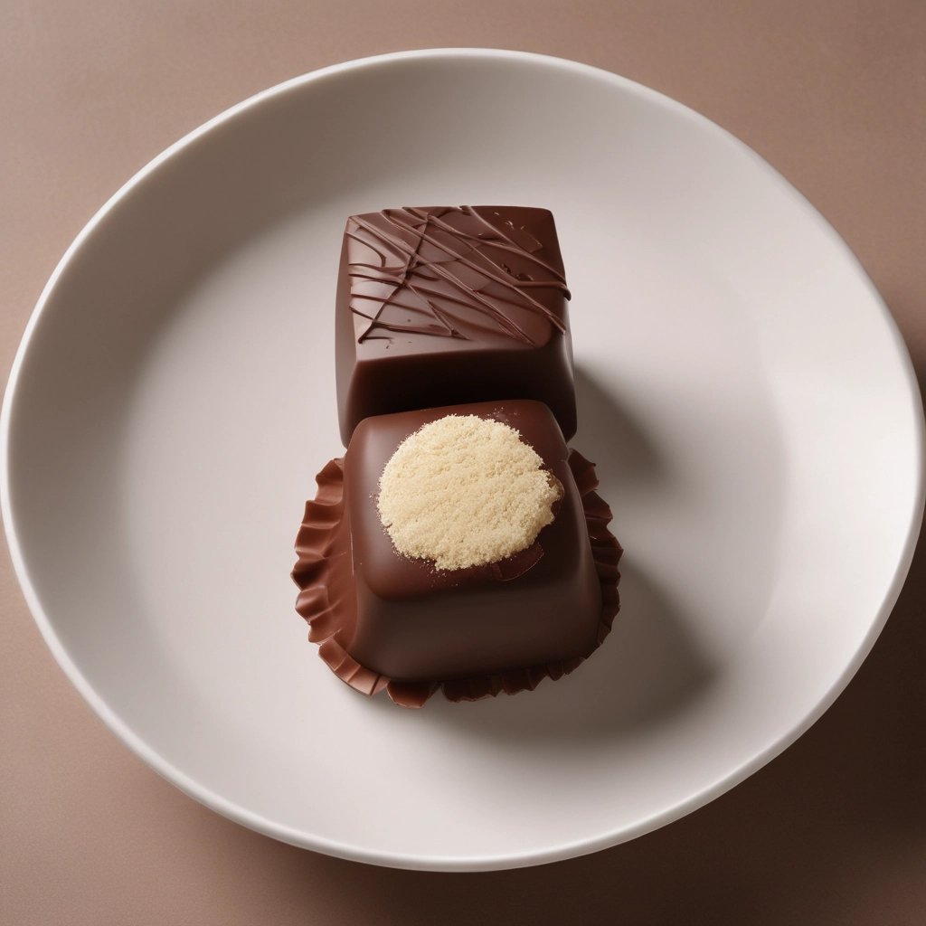 bombom de chocolate no formato quadrado