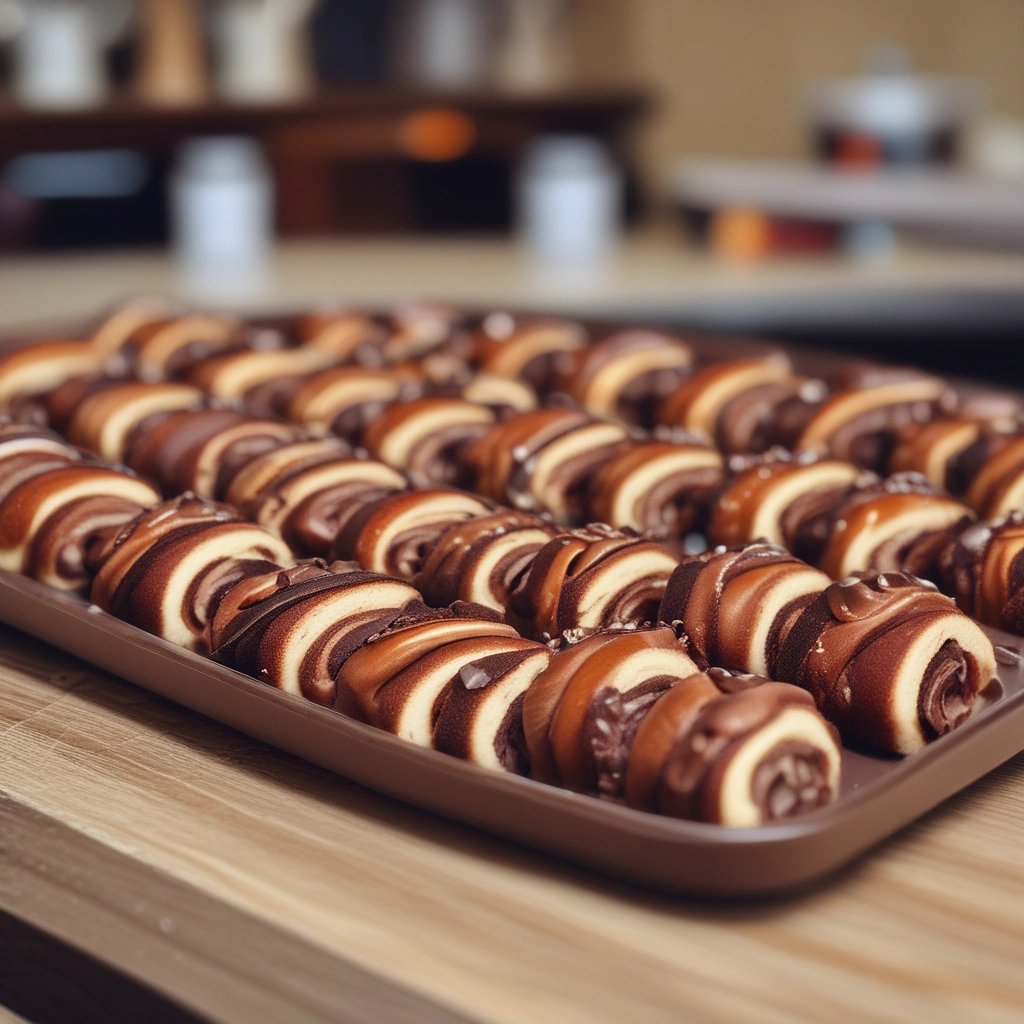 Rolinhos de Rocambole Recheado com Chocolate