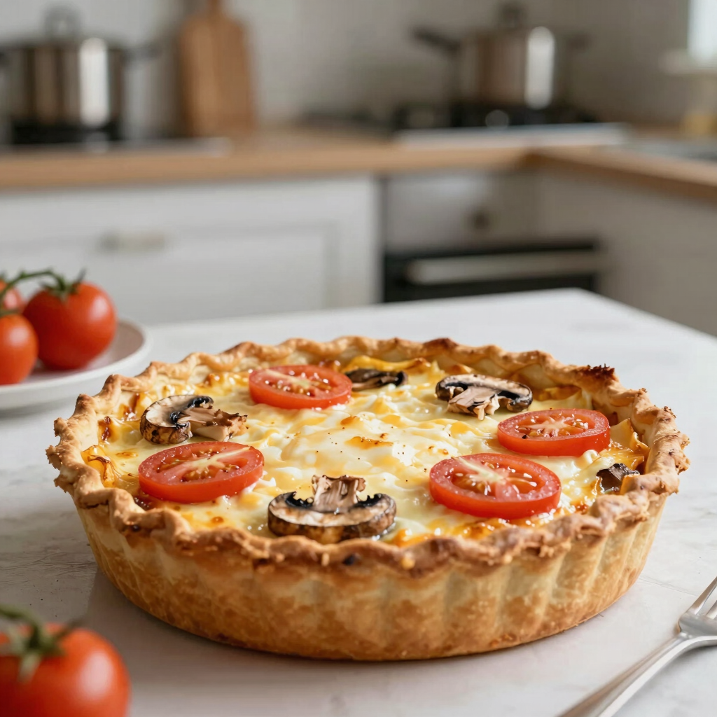 torta de batata com cogumelo tomate e queijo com recheio de frango