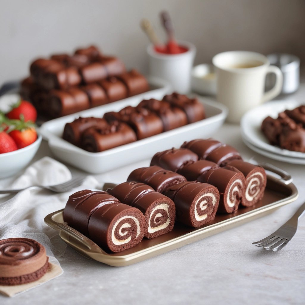 Rocambole de Chocolate Recheado com Creme