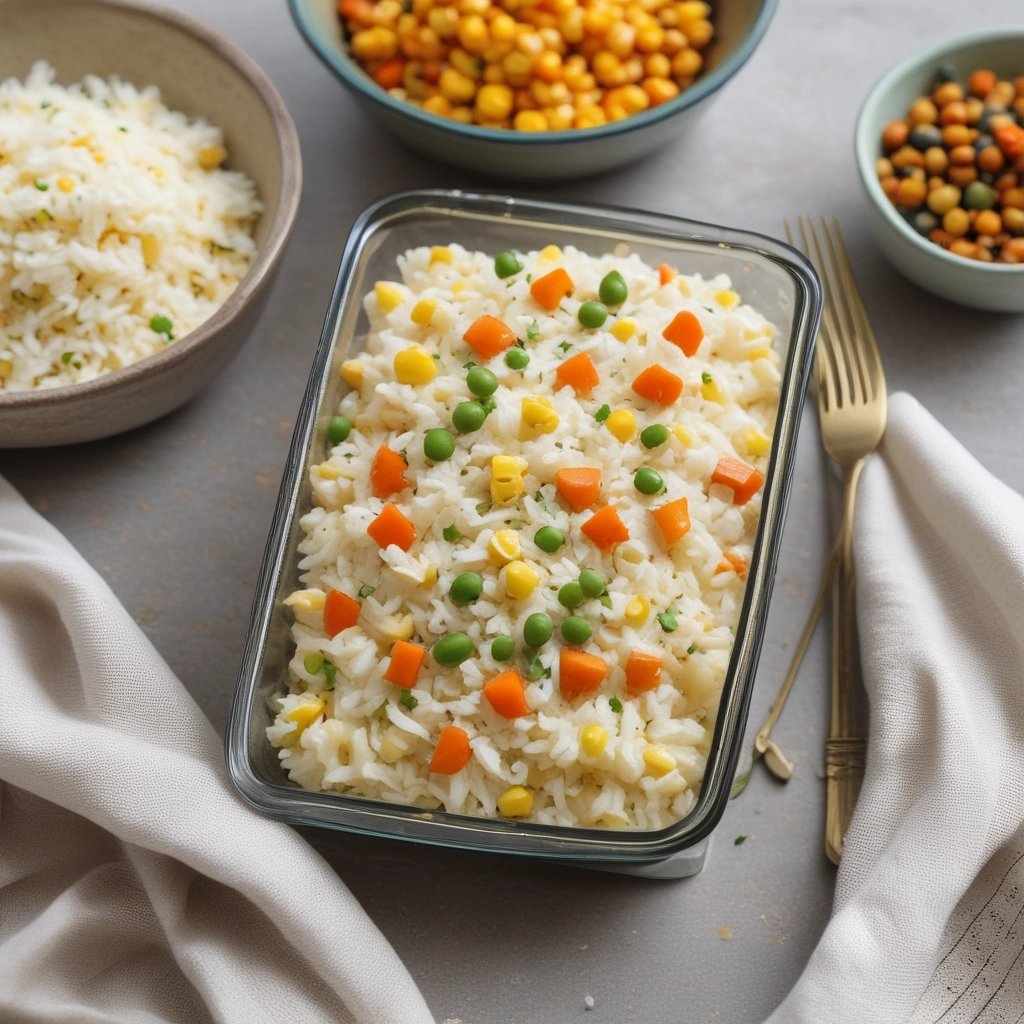 arroz com legumes em uma travessa