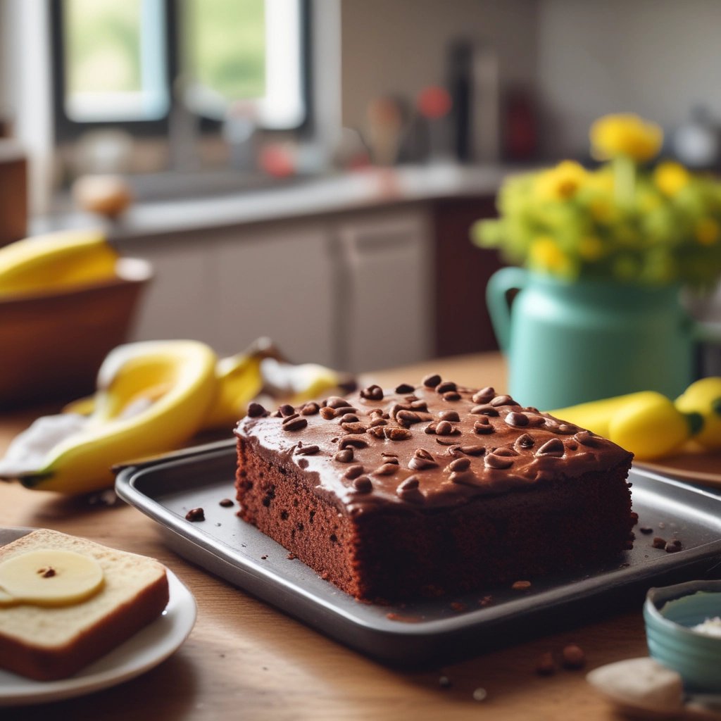 bolo de banana com chocolate