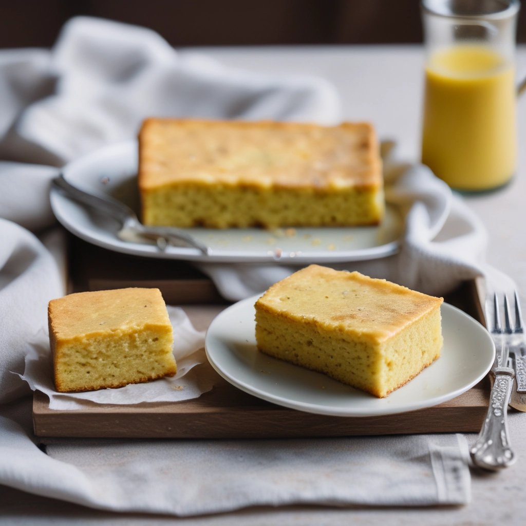 pedaços de bolo de fubá