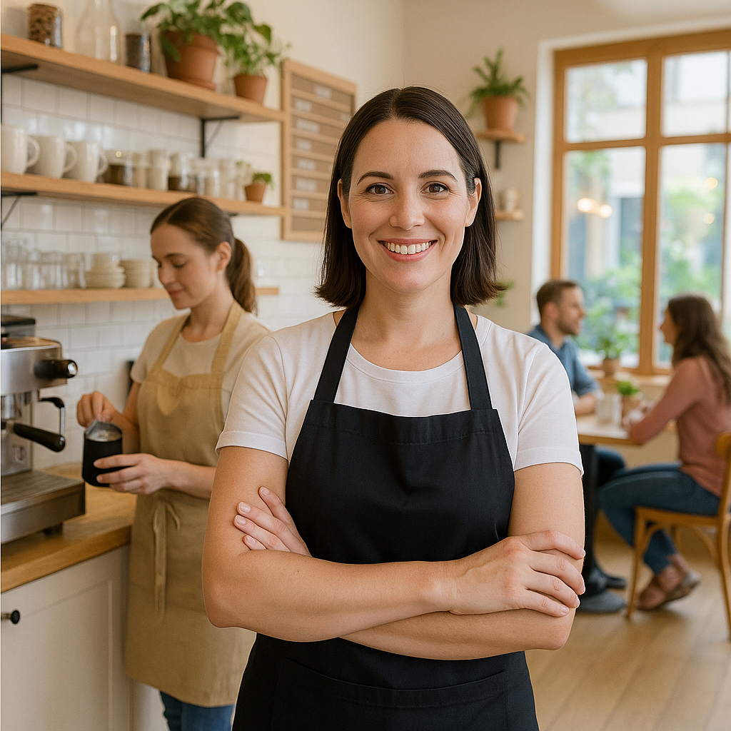 Emprendedora mujer de una cafetería.