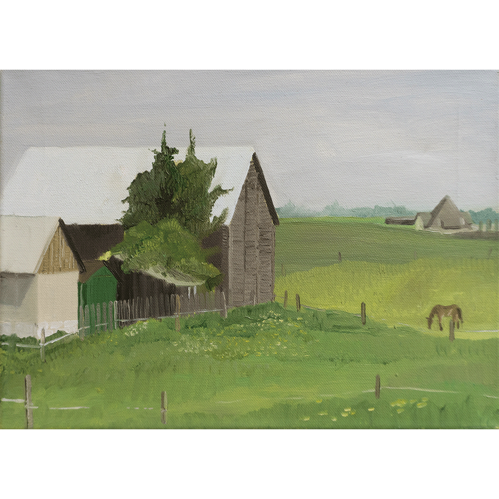 BEHIND THE BARN, OIL ON CANVAS, 24,5x25x2cm, 2017